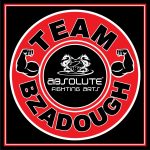 Team Bzadough Logo a black background with red circle enclosed with black writing